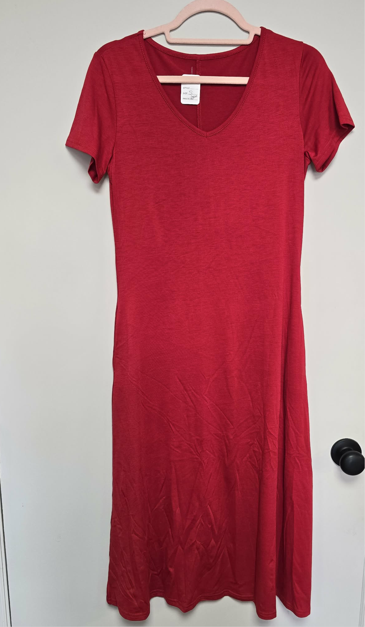 Red V-neck dress