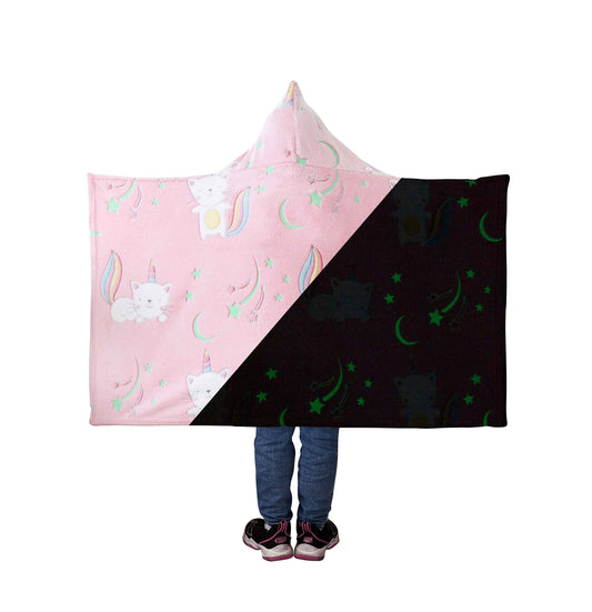 "Kittycorn" Hooded Glow-in-the-Dark Throw Blanket