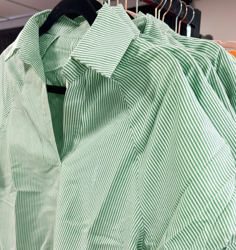 Green striped casual top