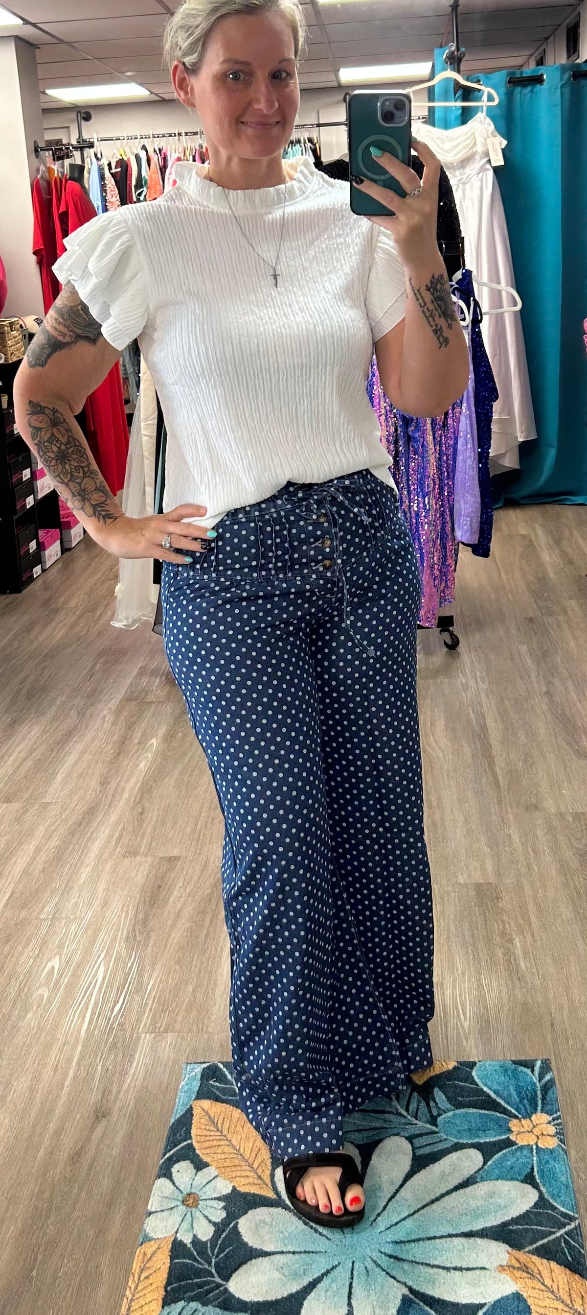Polka Dot wide leg jeans