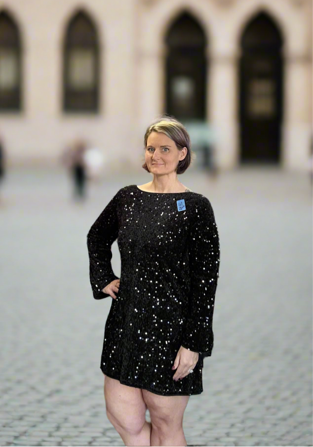 Black sequin dress silk tie back
