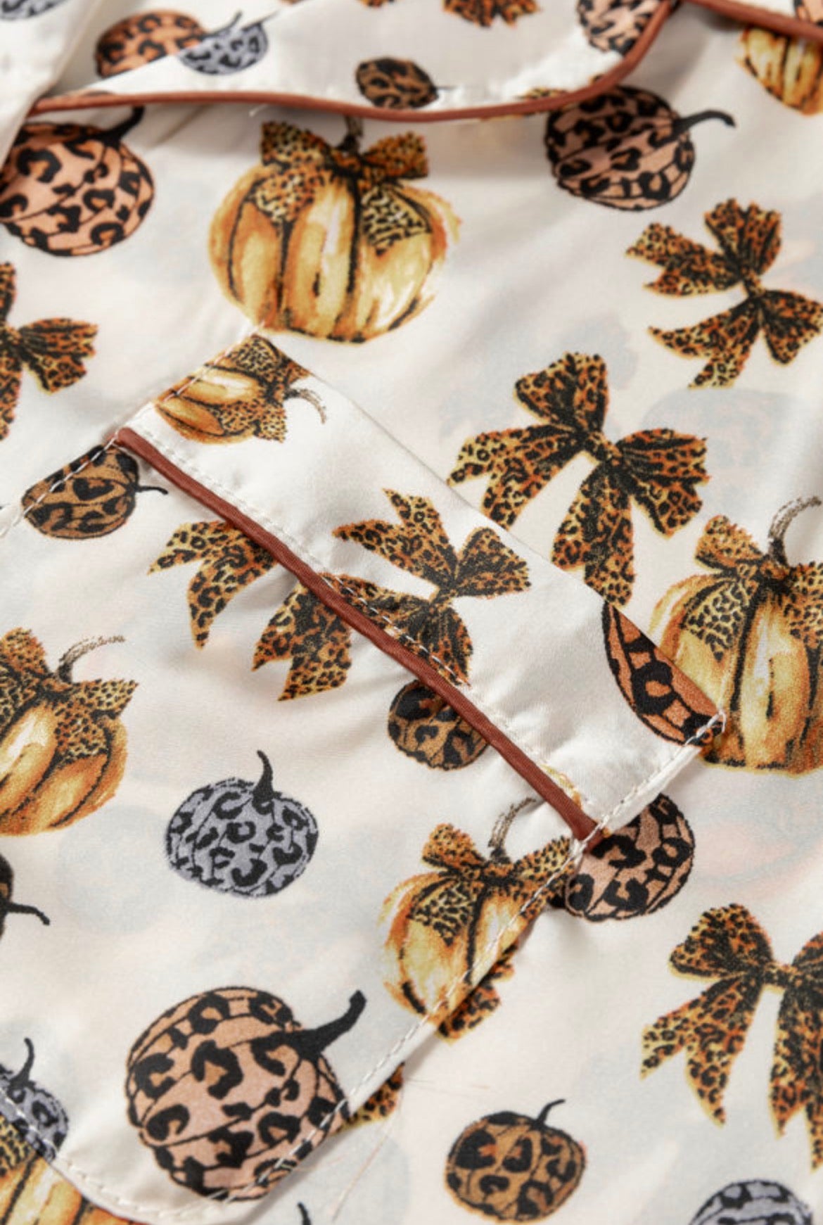 Leopard All over Pumpkin Satin Pajama set