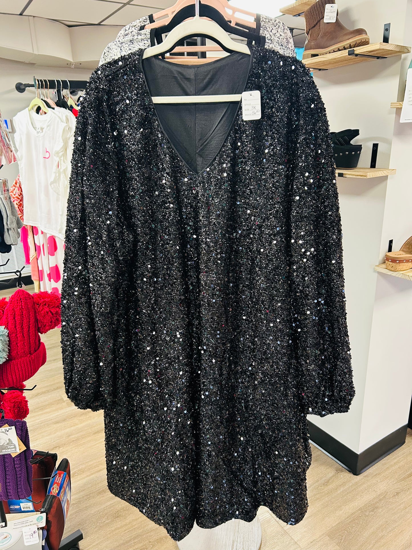Plus size Soft sequin dress black