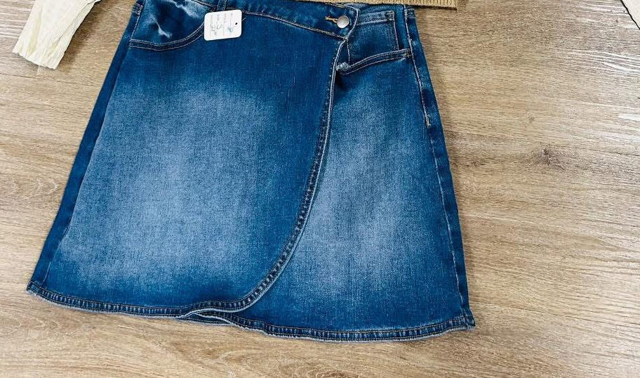 Criss Cross Jean Skirt
