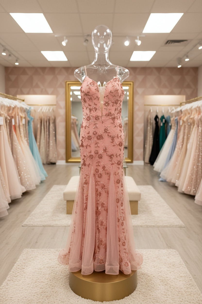 Pink mermaid with zipper back