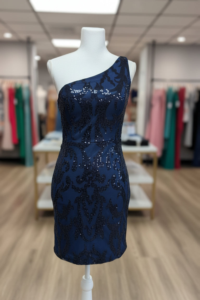 Navy with sequins and side zipper