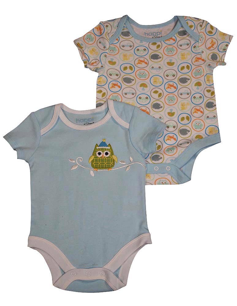 Happi by Dena Baby Boys Newborn Short Sleeve Bodysuit 2 Piec