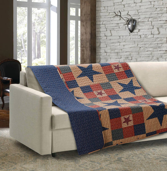 "Mountain Cabin Blue"  Quilted Throw Blanket 50"x60"