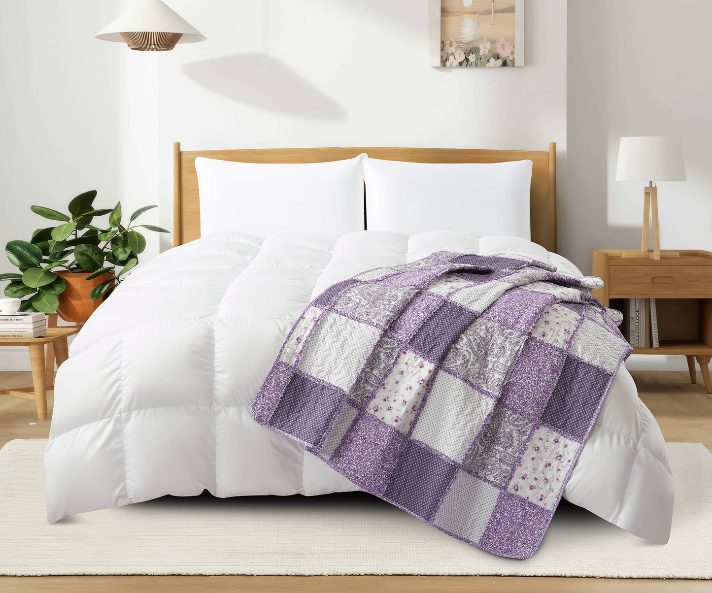 "Purple Patchwork"  Quilted Throw Blanket 50"x60"