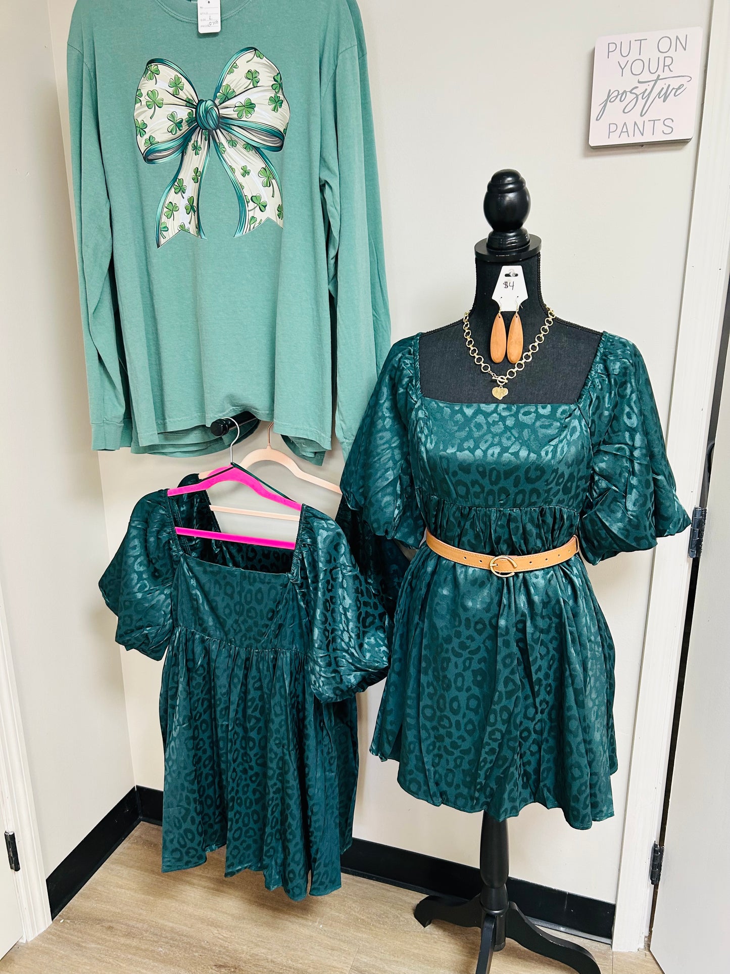 Dark Green Cheetah Print Dress