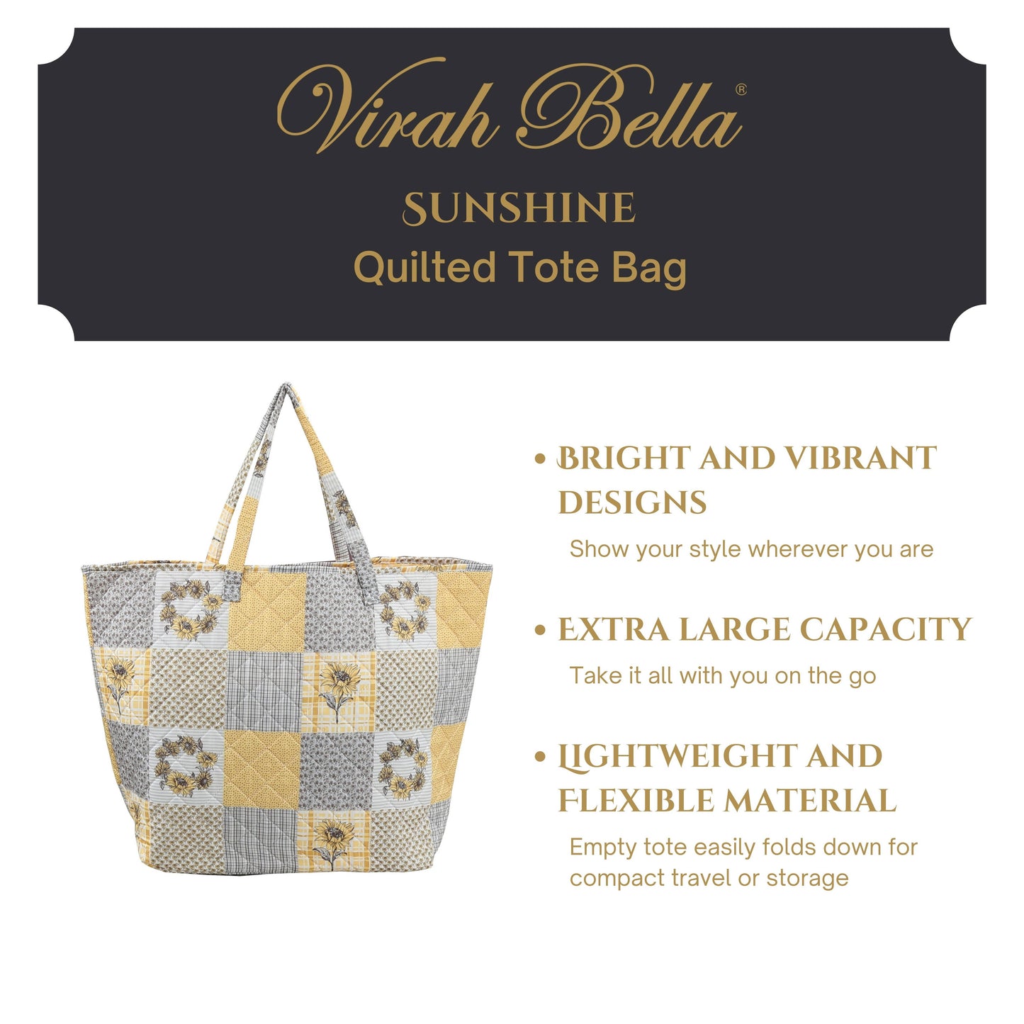 "Sunshine" Designer Quilted Tote Bag