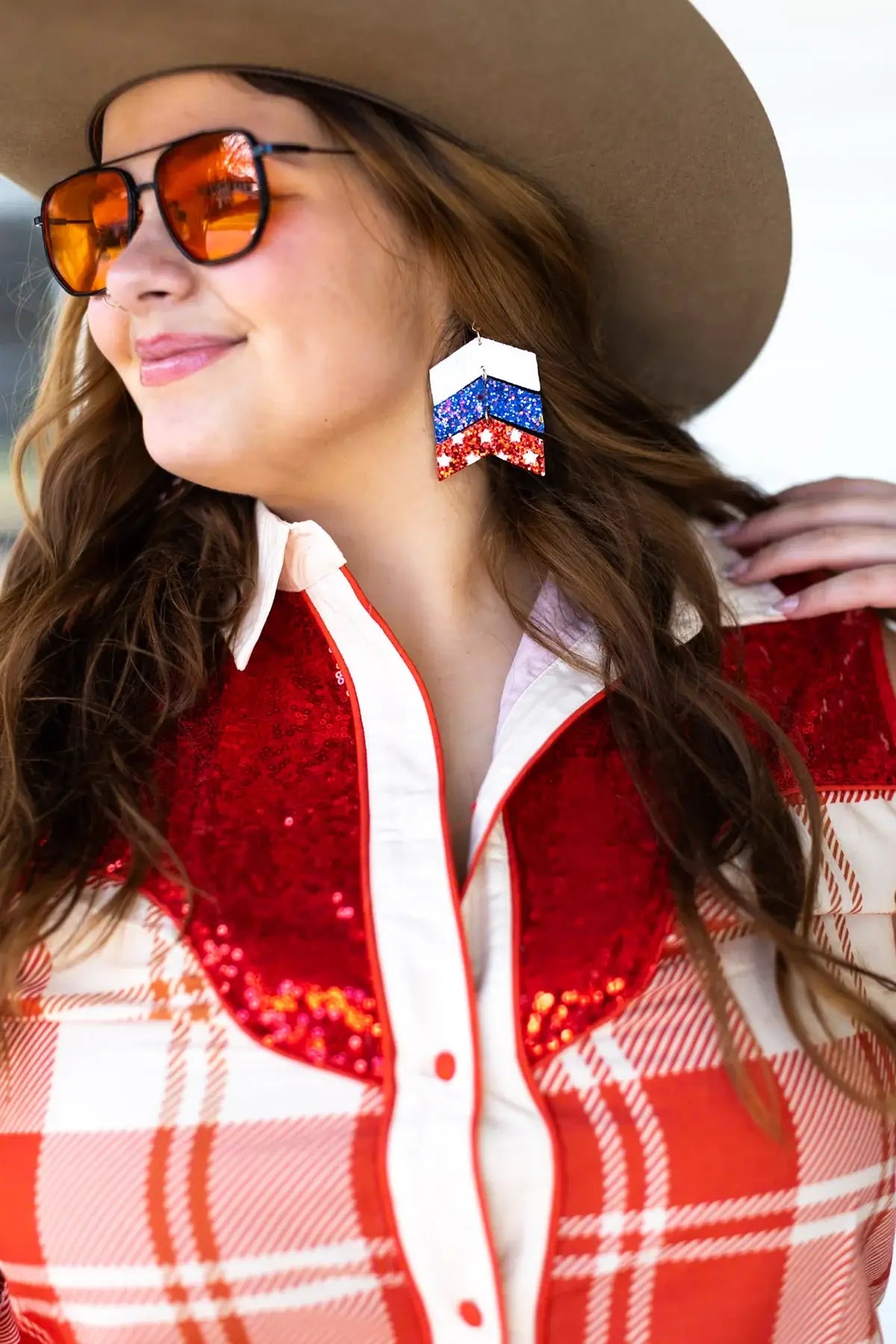 PARTY LIKE ITS 1776 CHEVRON GLITTER AMERICANA EARRINGS