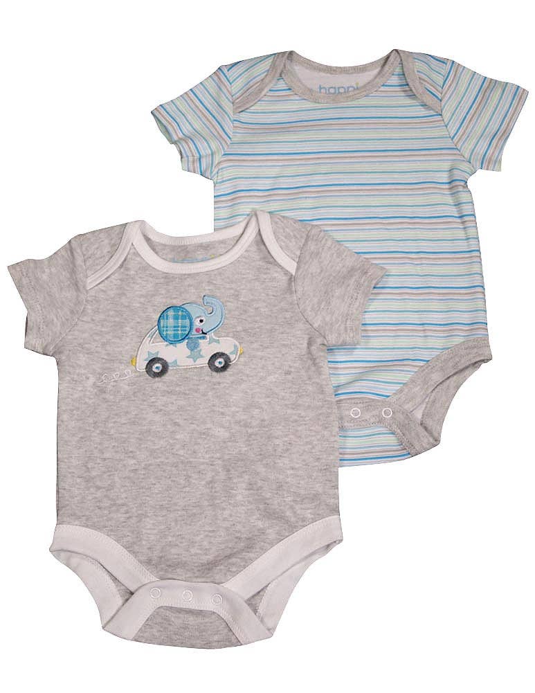 Happi by Dena Baby Boys Newborn Short Sleeve Bodysuit 2 Piec