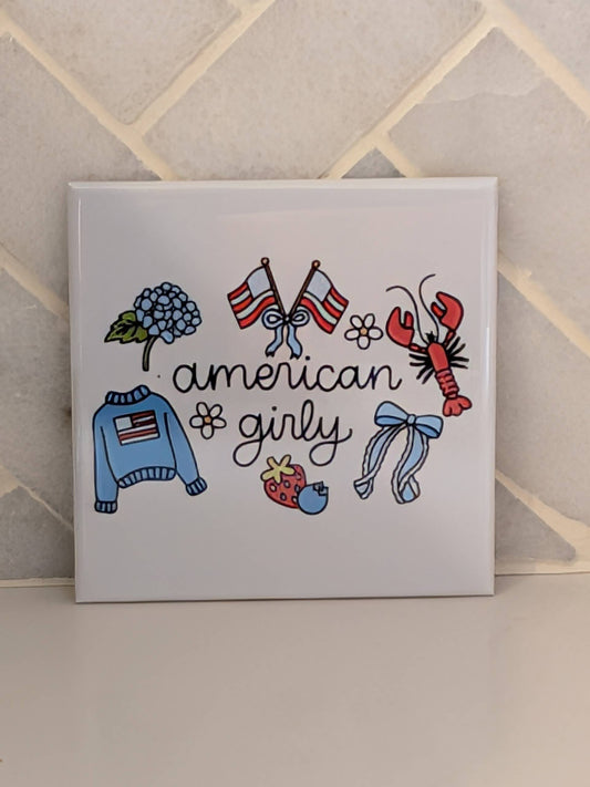 American Girly Fourth of July Fridge Locker Magnet