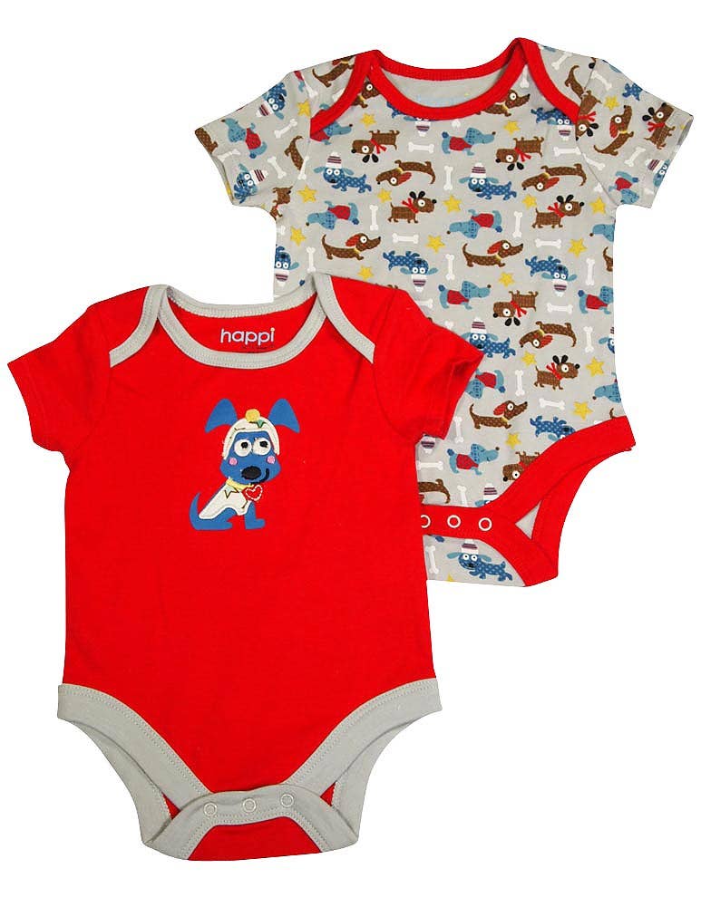 Happi by Dena Baby Boys Newborn Short Sleeve Bodysuit 2 Piec