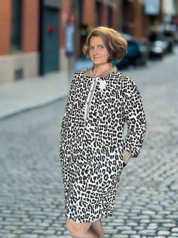 Leopard long sleeve flare dress