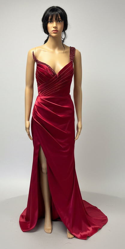 One shoulder satin formal Nox Anabel Red or Black