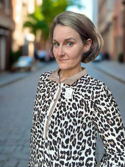 Leopard long sleeve flare dress