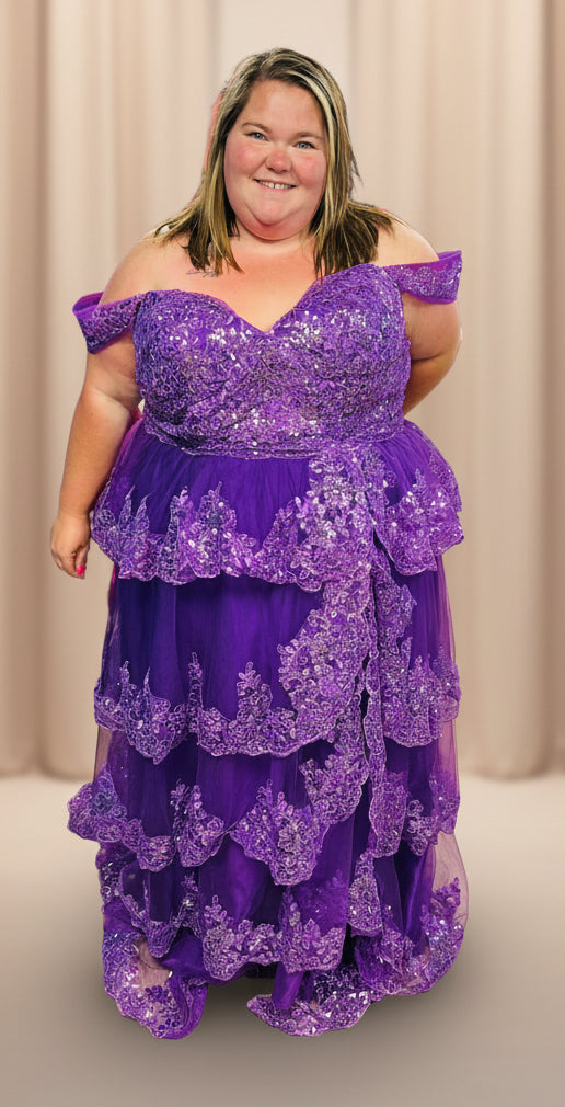 Off the shoulder Sequin Ruffle Size 28P