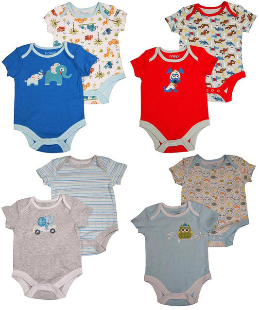 Happi by Dena Baby Boys Newborn Short Sleeve Bodysuit 2 Piec