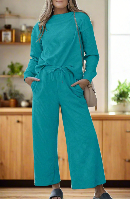 2Pc Quilted Set Teal