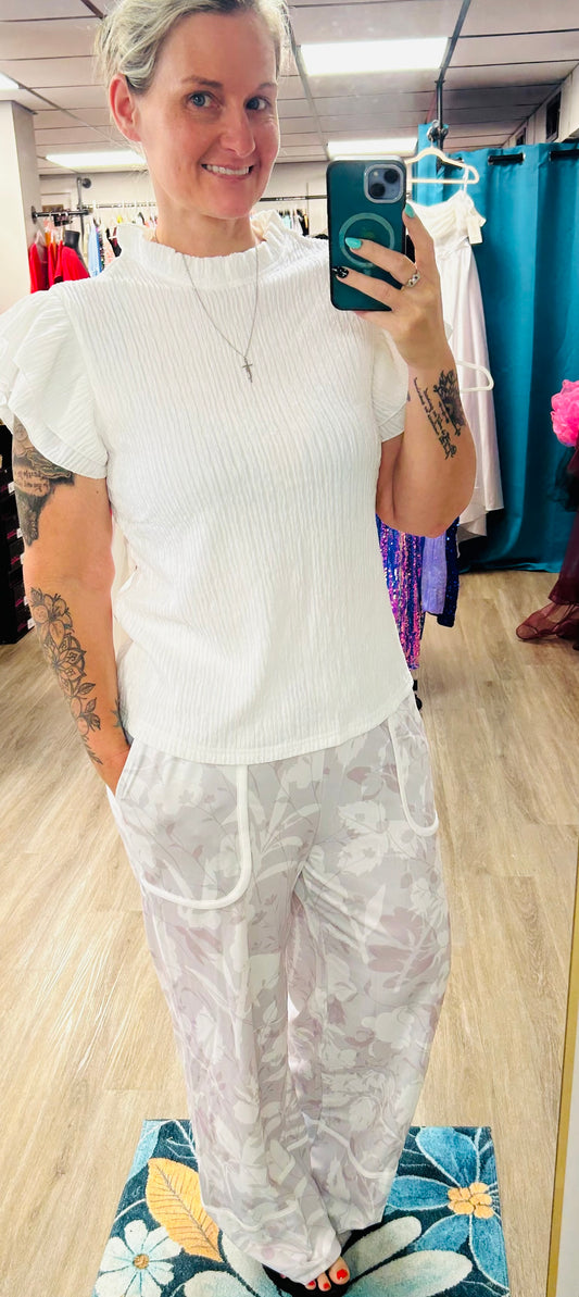 Floral Grey wide leg pants
