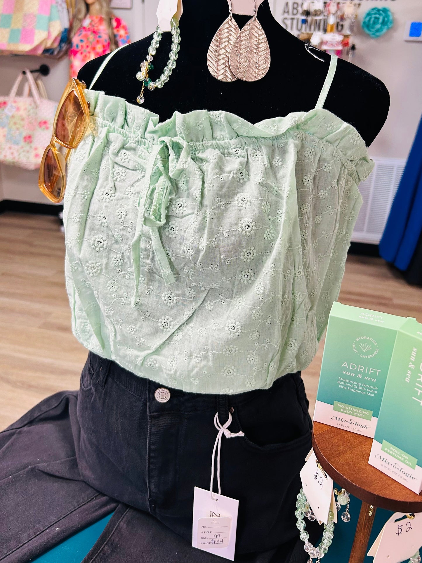 Sweet heart of summer mint crop top