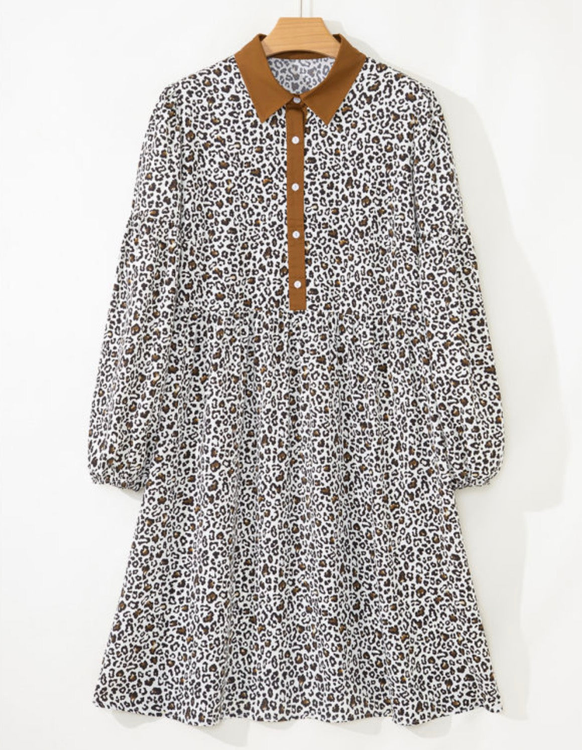 Plus Size- Leopard Puff Sleeve Dress