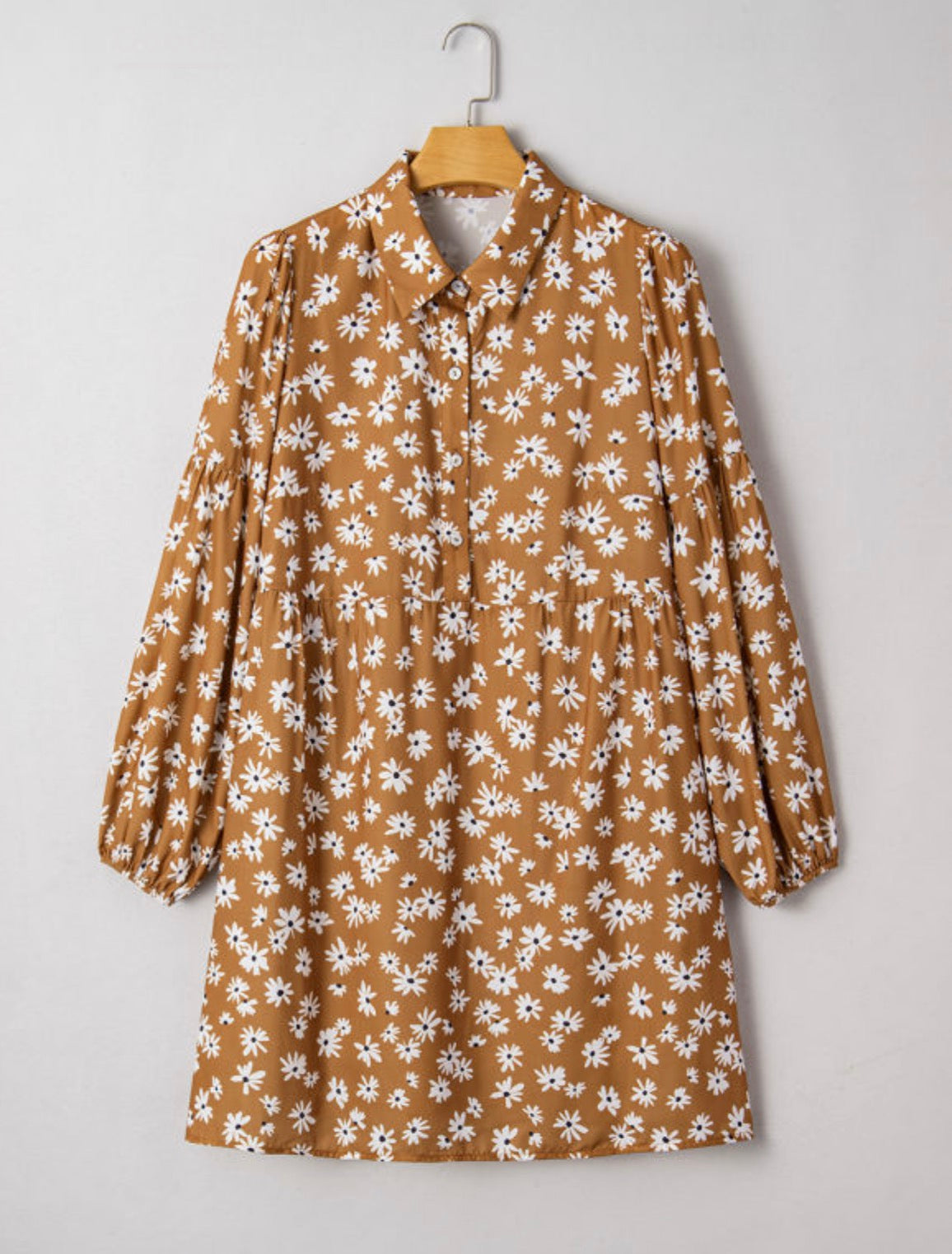 Plus Size - Daisy Floral Puff Sleeve Dress