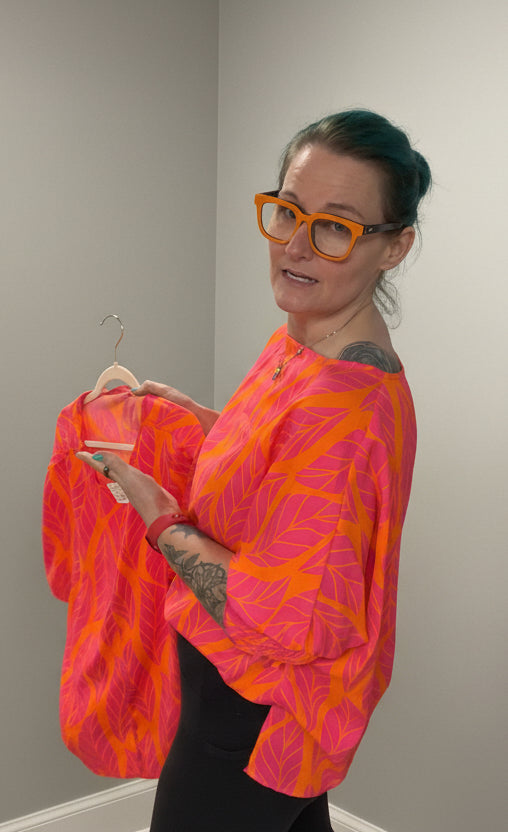 Hot Pink and Orange blouse