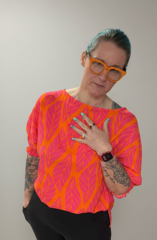 Hot Pink and Orange blouse
