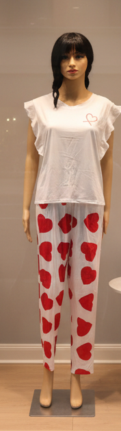 Ruffled tank top/Heart pant pajamas Red or Pink