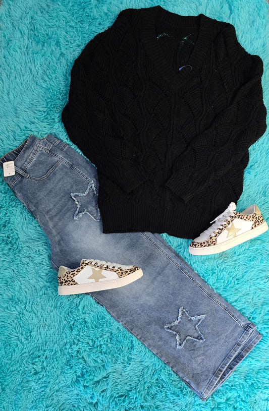 Star patch cropped jeans