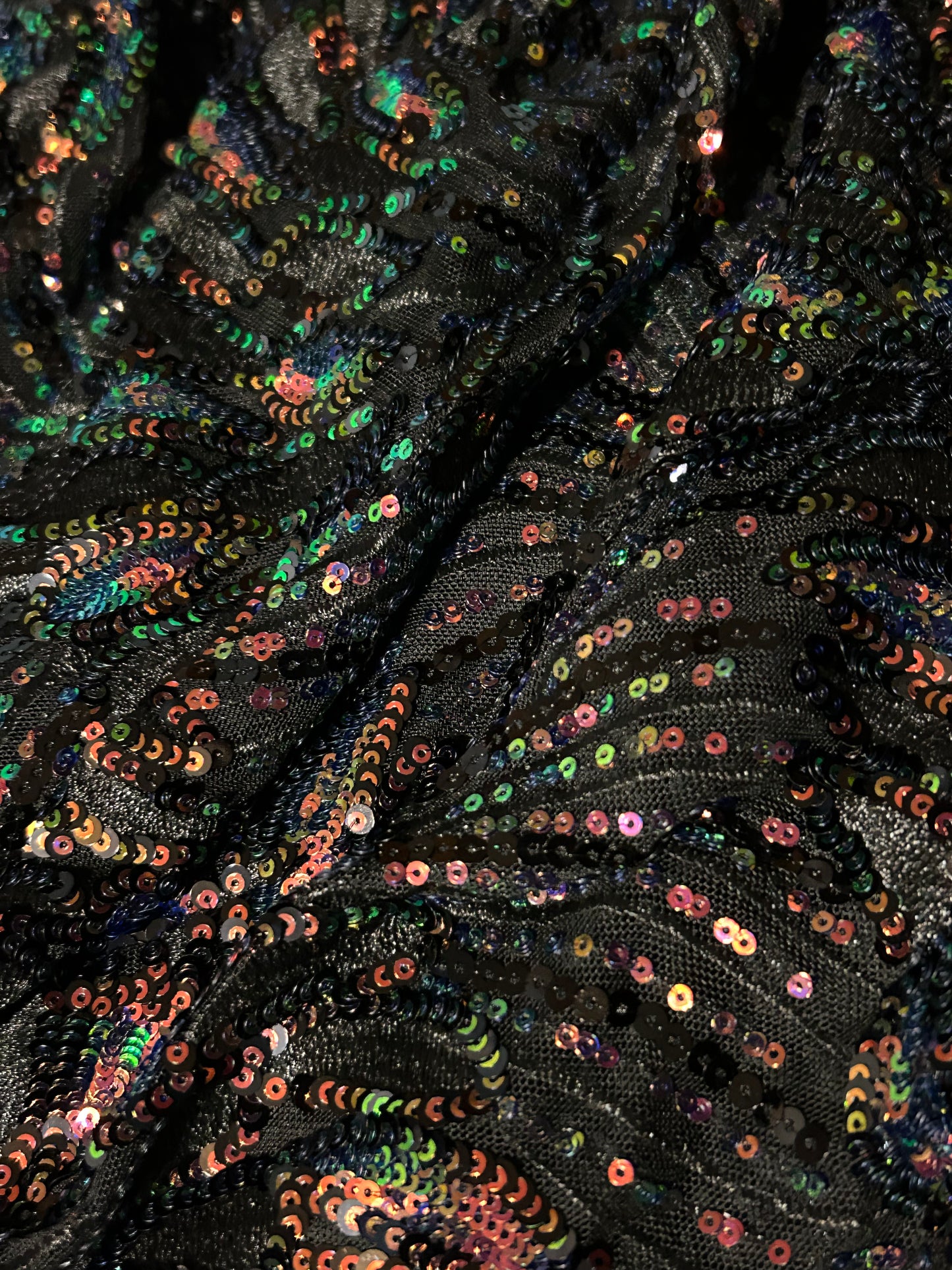 BLACK iridescent  OFF SHOULDER LONG SLEEVE SEQUIN MAXI DRESS