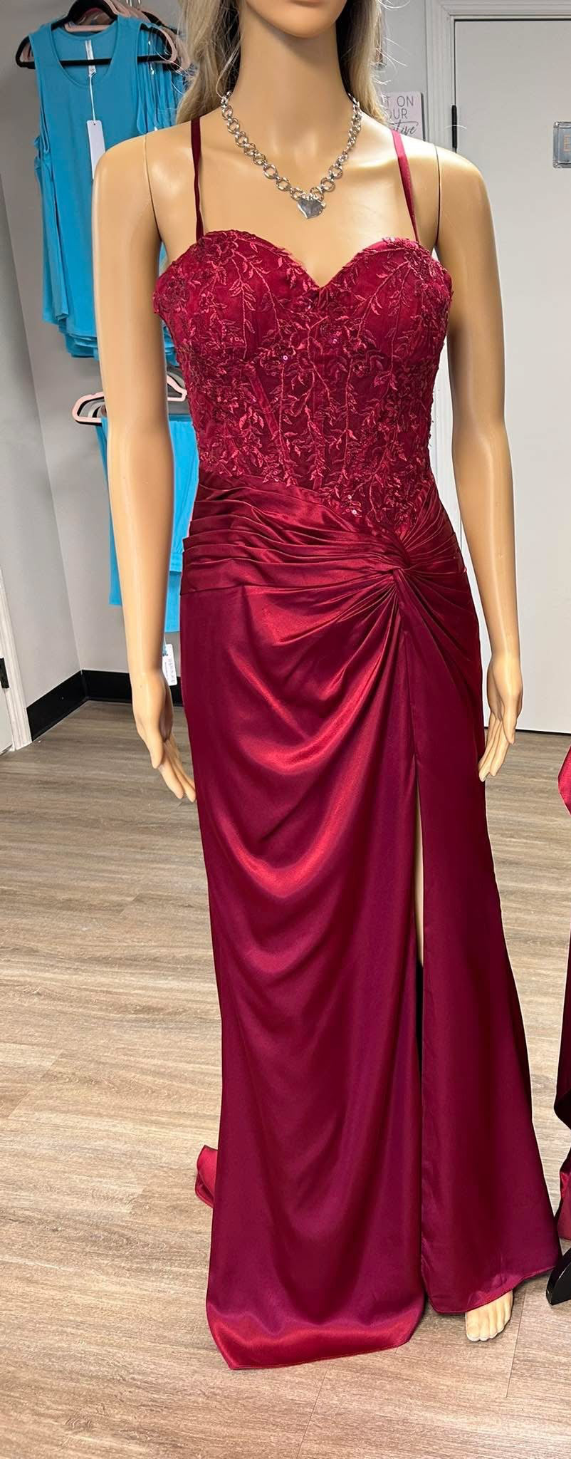 Burgundy half corset/half zipper