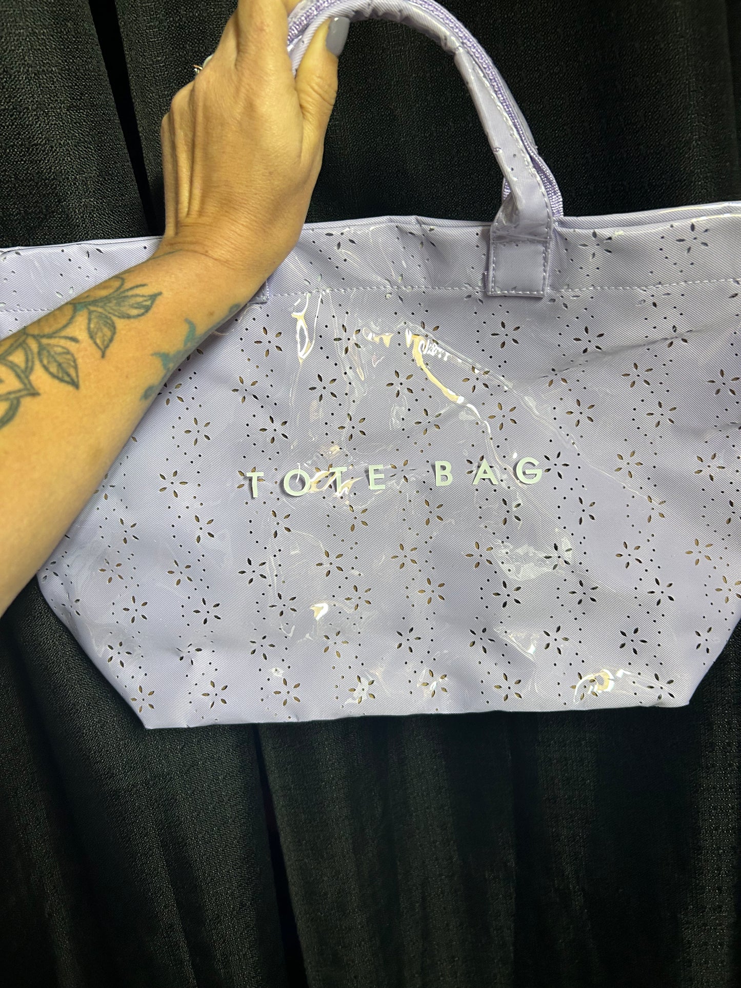 Purple Eyelet Vinyl TOTE BAG