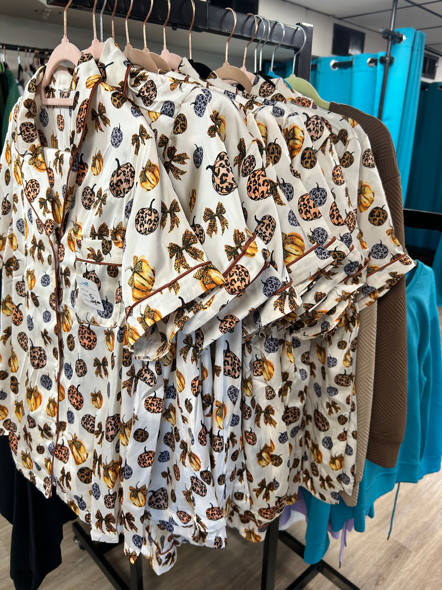 Leopard All over Pumpkin Satin Pajama set
