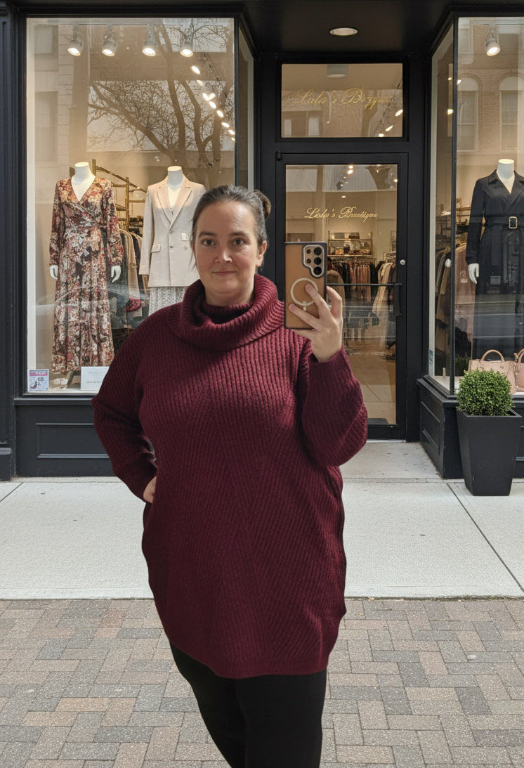 PLUS SIZE HEAVY KNIT LONG TURTLENECK SWEATER MFS1226BX
