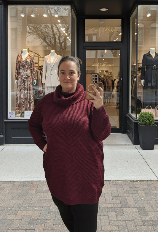 PLUS SIZE HEAVY KNIT LONG TURTLENECK SWEATER MFS1226BX