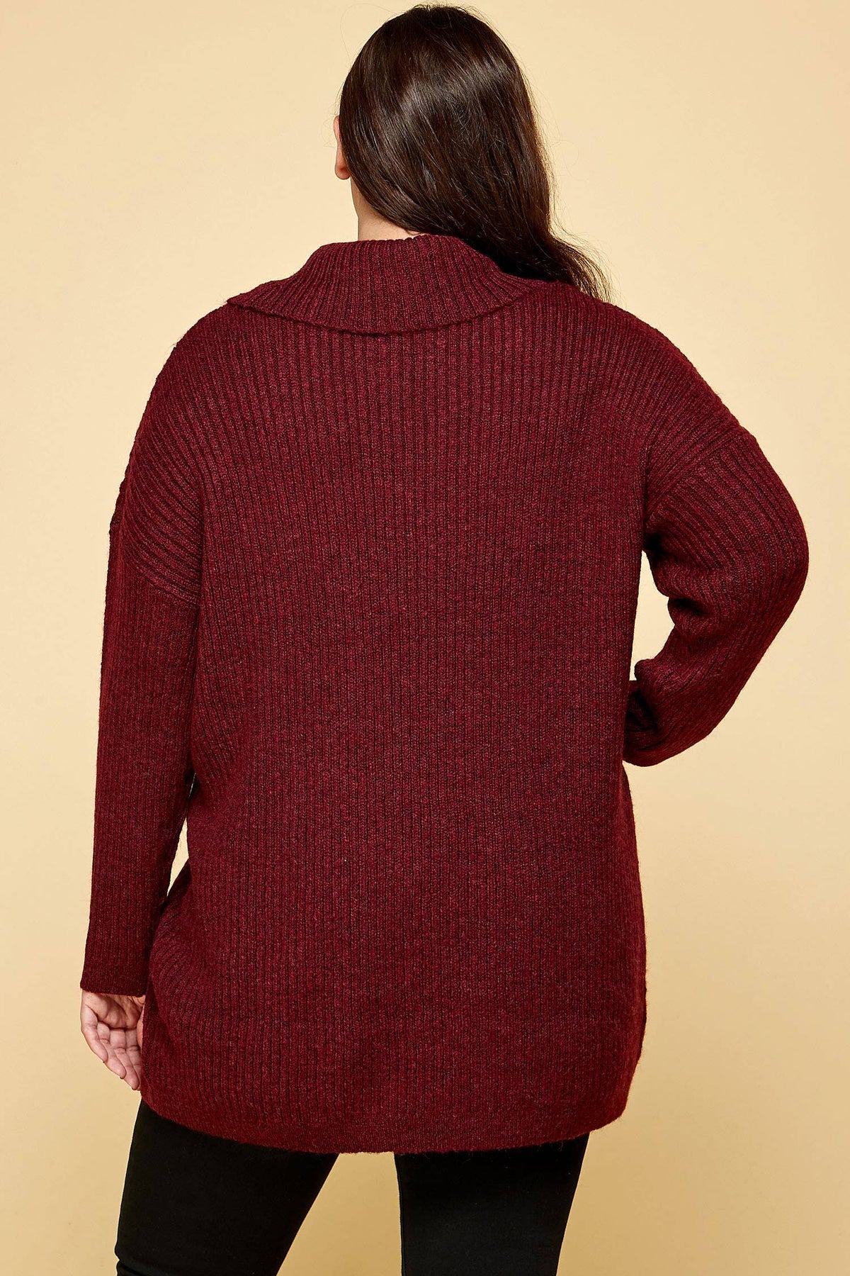 PLUS SIZE HEAVY KNIT LONG TURTLENECK SWEATER MFS1226BX