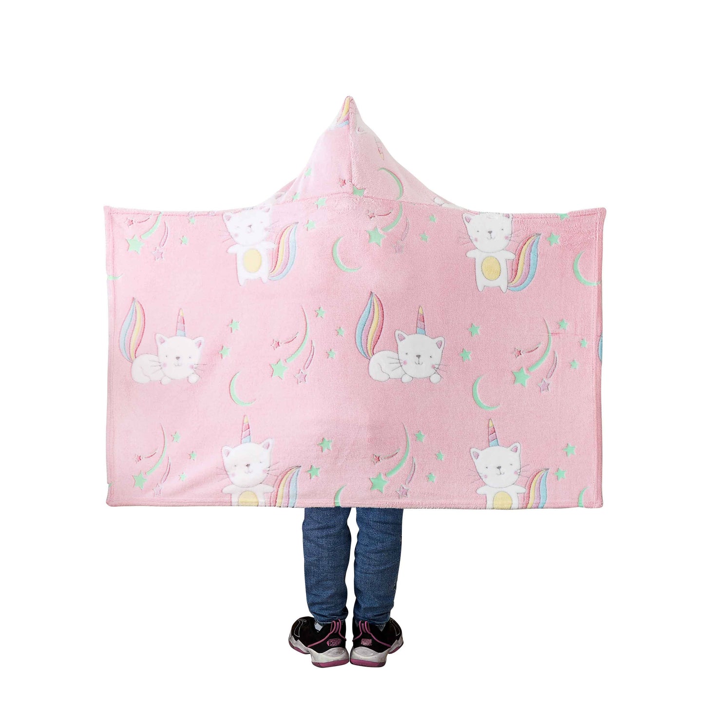 "Kittycorn" Hooded Glow-in-the-Dark Throw Blanket