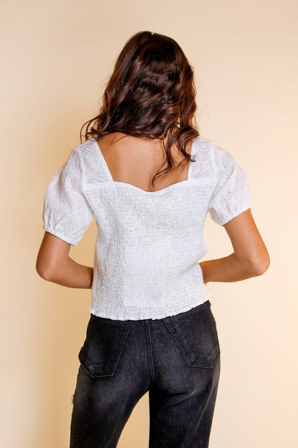 Partner Up White Eyelet Crop