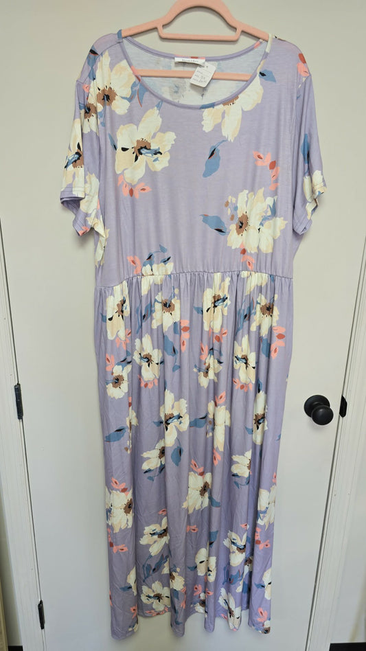 Purple floral dress w/ pockets