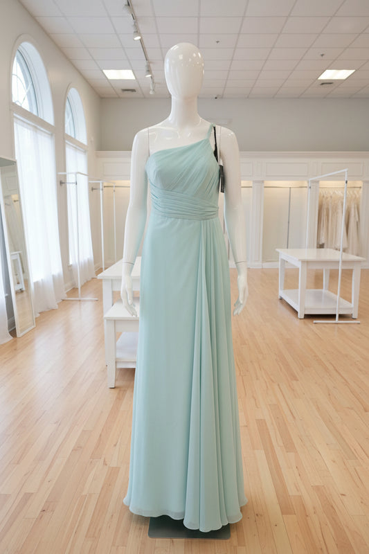 Light blue one shoulder zipper back