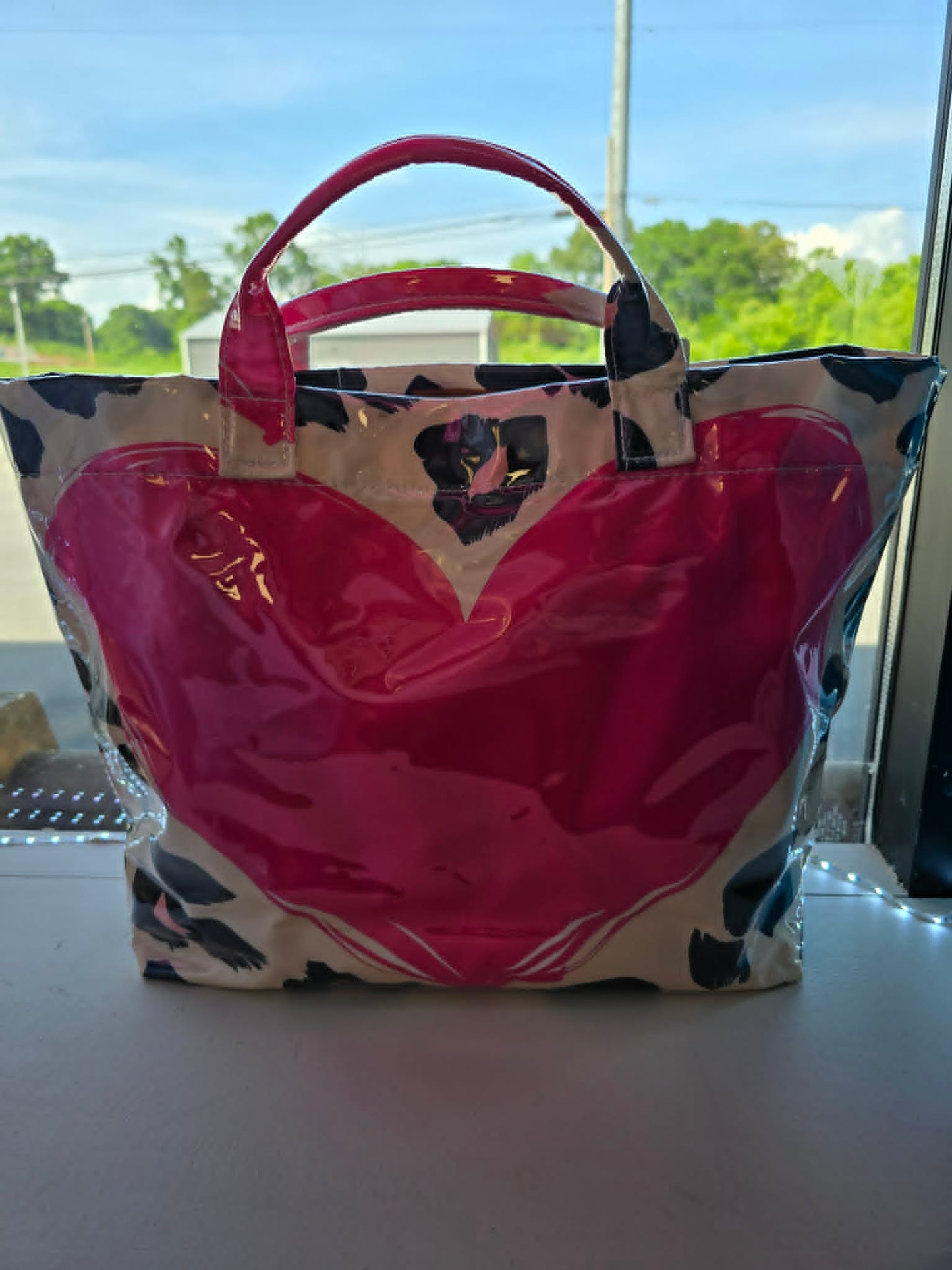 Animal print w heart tote bag