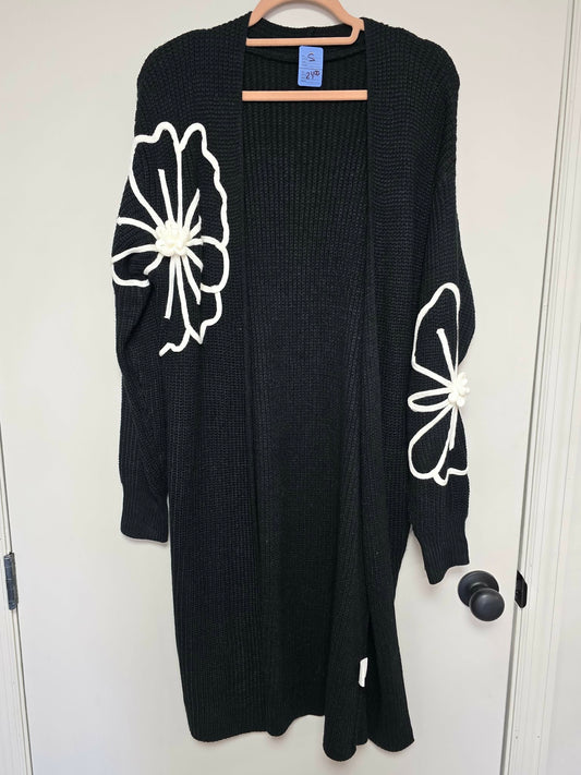 Black Cardigan With flowers
