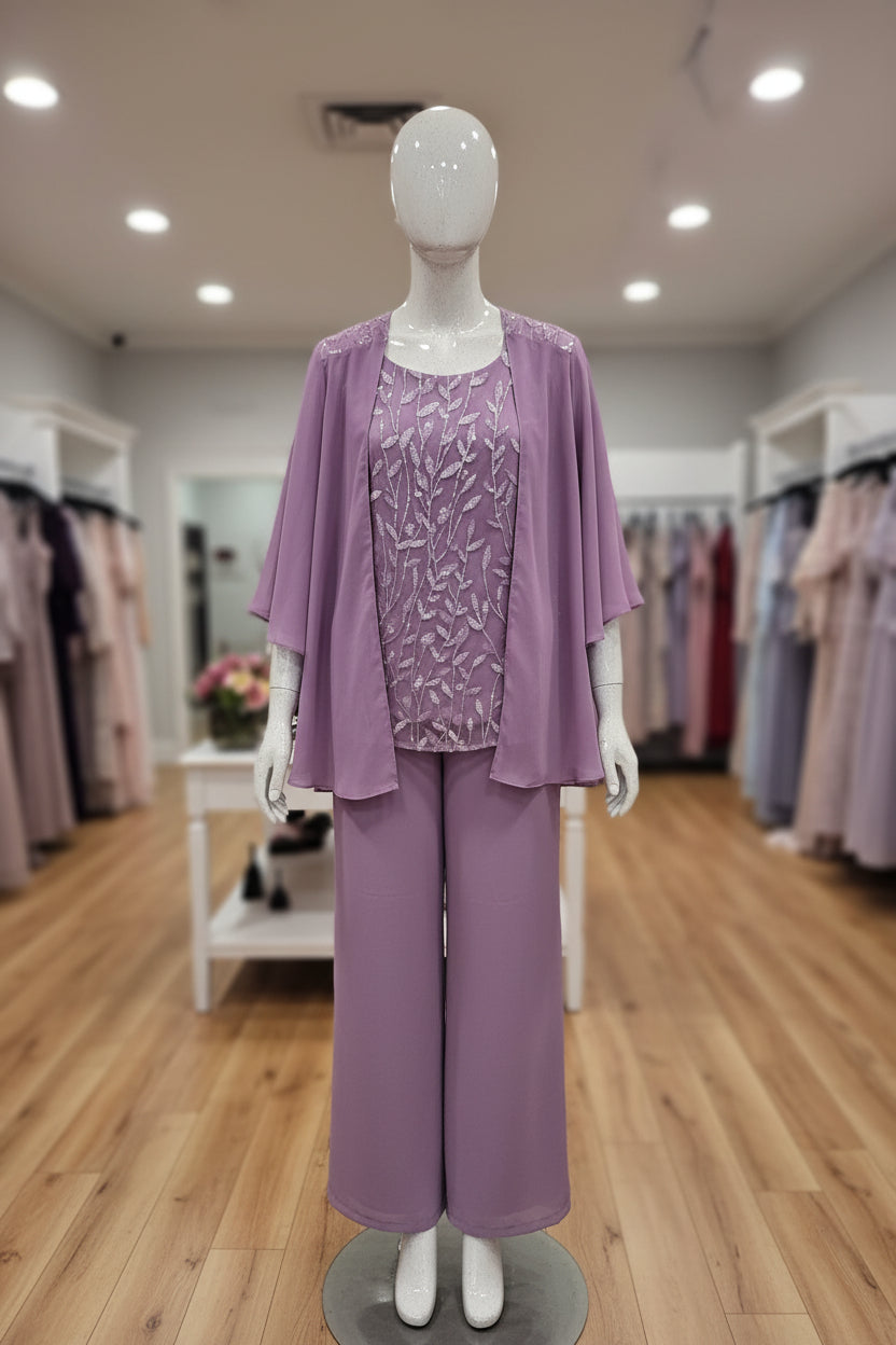 Purple 3 piece pant set