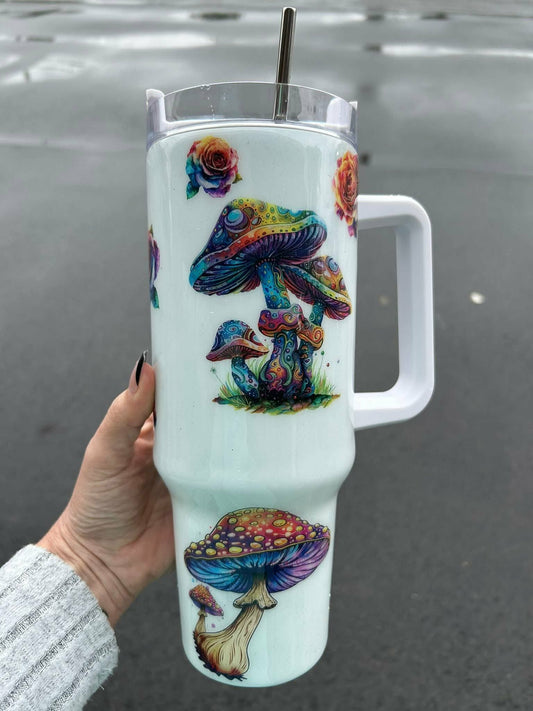 Glittery, glow in the dark 40oz tumbler