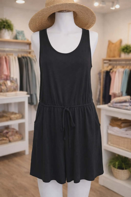 Black Plus Size Romper w/ pockets