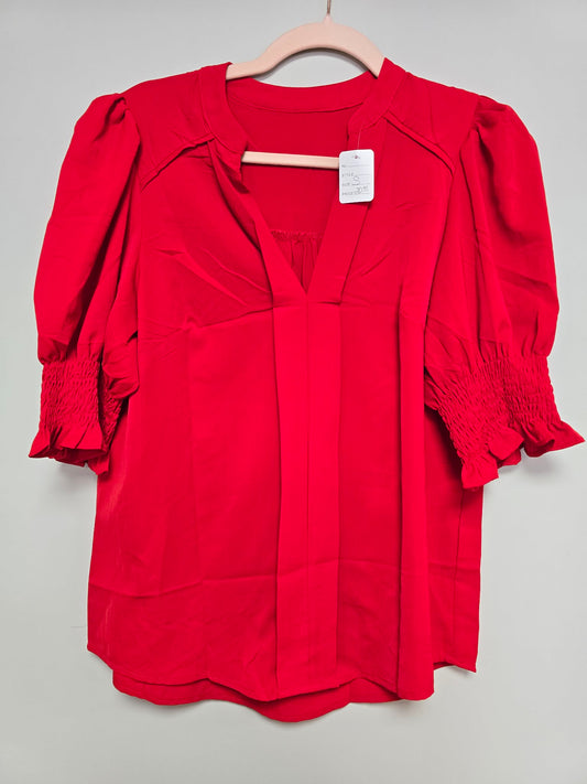 Red V neck blouse